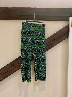 Maeve by Anthropologie Colette Green Floral Wide Leg Cropped Pant Women 30Tall